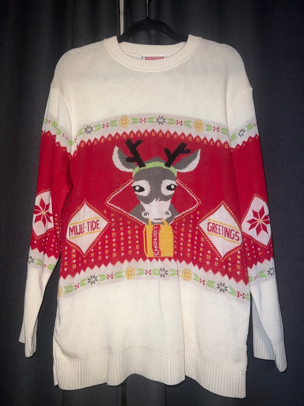Ugly Christmas Sweater Xmas Size Large Smirnoff